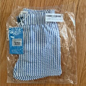 NWT RUFFLE BUTTS Blue Striped boys bathing suit